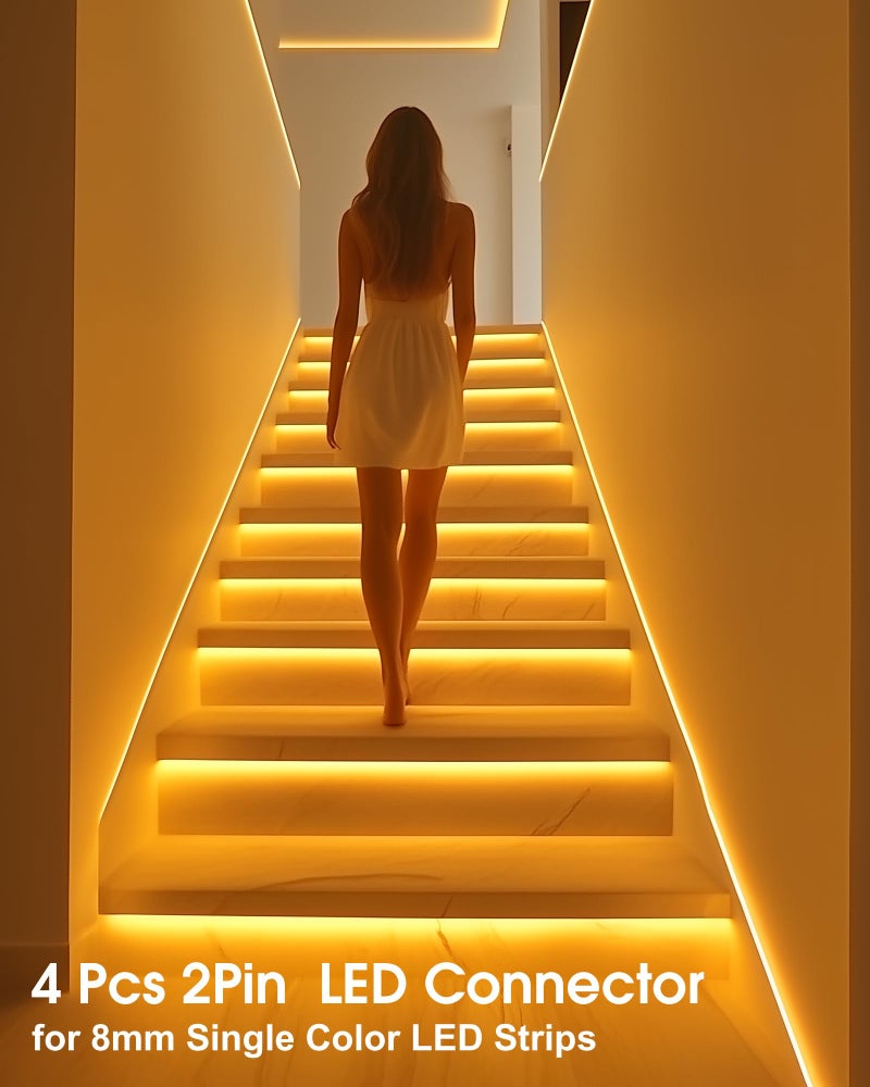 HitLights LED Light Strip Connector, 8mm Single Color 3528-6 Inch Any Angle Strip to Strip, 4 Pack - Image 4